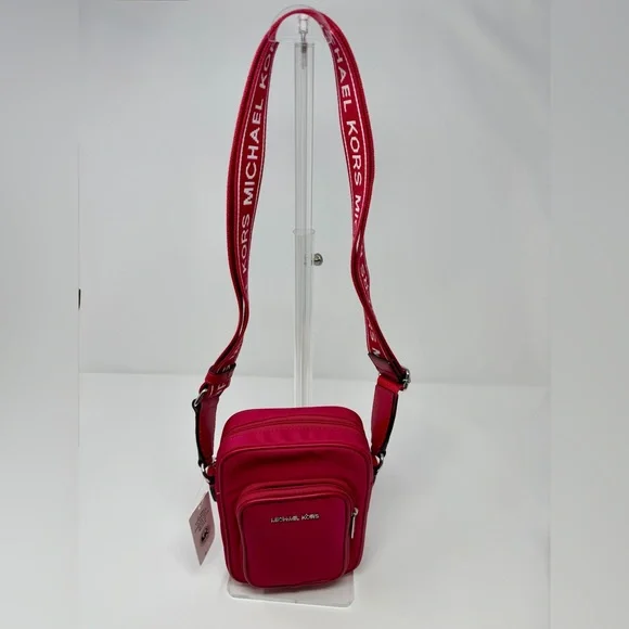 Michael Kors NWT Raspberry Nylon Crossbody and Greenwich Pink Zebra Wallet Set - Picture 3 of 11